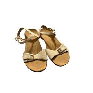 Vionic Womens white Leather Buckle Strap Sandals Adjustable Ankle Straps size 9